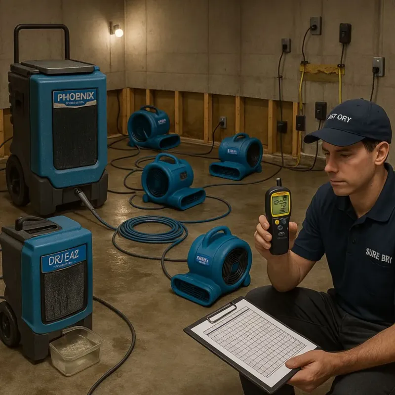 Structural Drying and Dehumidification process in Tomball, TX